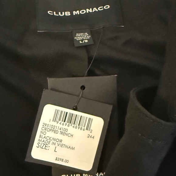 Club Monaco Women's Black Cropped Trench - Picture 3 of 4